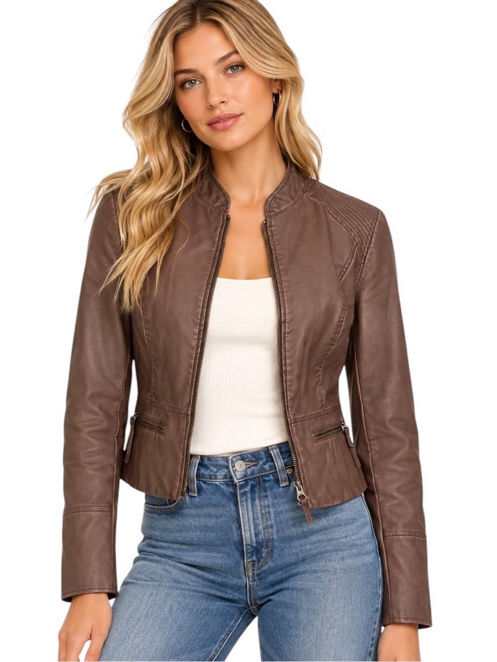 NWT Anthropologie Hei Hei Vegan Leather Moto Jacket in Plum Prune Size S